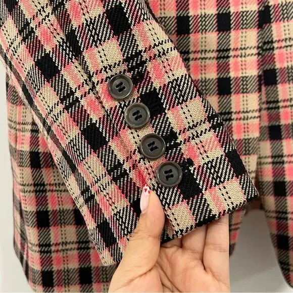 NWT NEW Michael Kors Two-Button Bold Plaid Wool Blazer - Picture 6 of 13